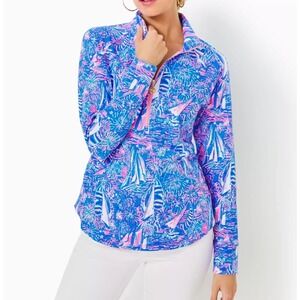 Lilly Pulitzer‎ Skipper Popover M Sailabration Boca Blue NWT UPF 50+ Resort Wear